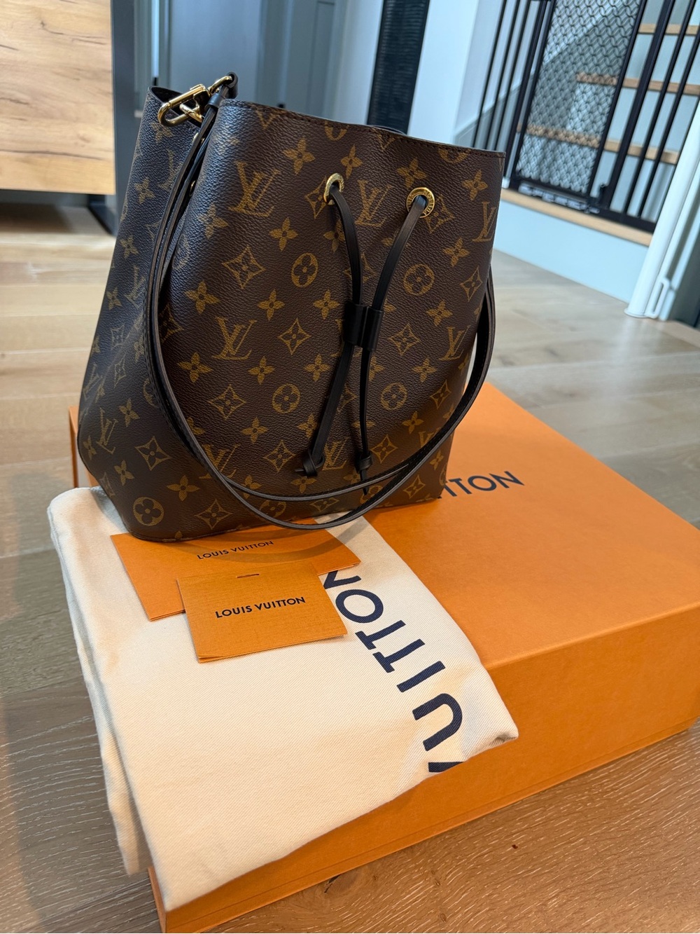 Louis Vuitton Brown Monogram Drawstring Bucket Shoulder Bag